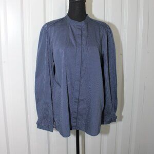Kobi Halperin Womens Brittany Striped Button Down Blouse Blue Ruffles Size L EUC